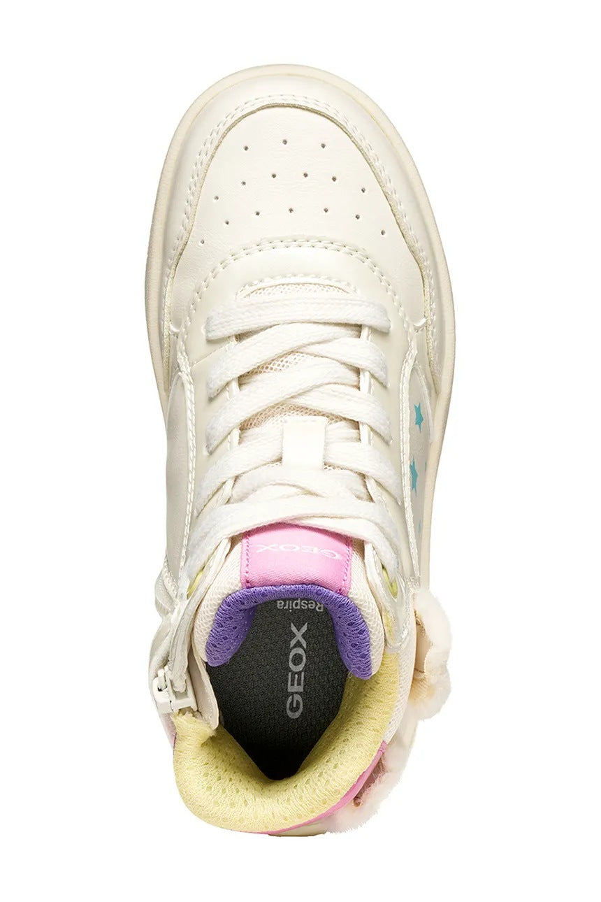 Geox WASHIBA Kids' Breathable Beige Athletic Sneakers with Easy Side Zip