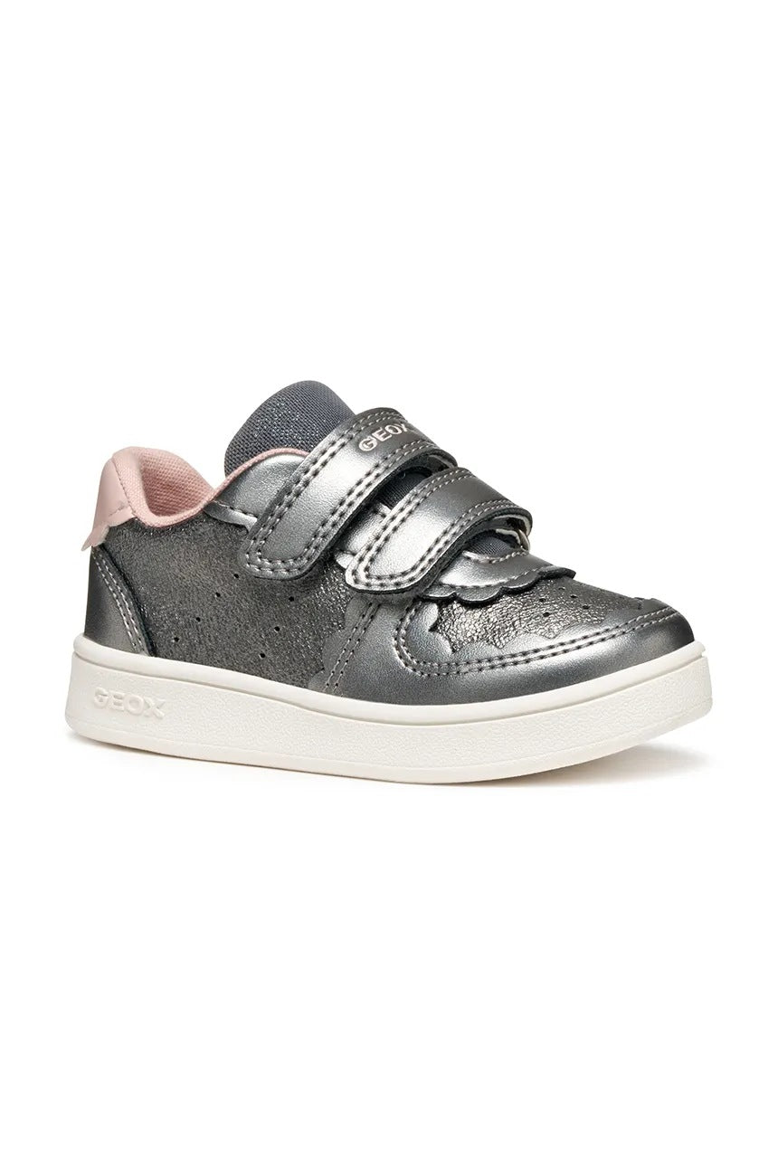 Geox ECLYPER Kids' Grey Breathable Sneakers - Easy Velcro Closure
