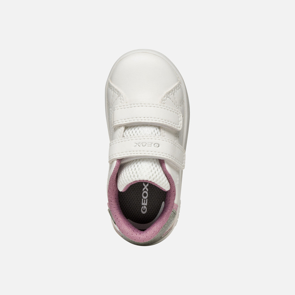 Geox Eclyper Baby Girls' White Rose Strap Sneakers - Stylish, Comfortable, Glamorous