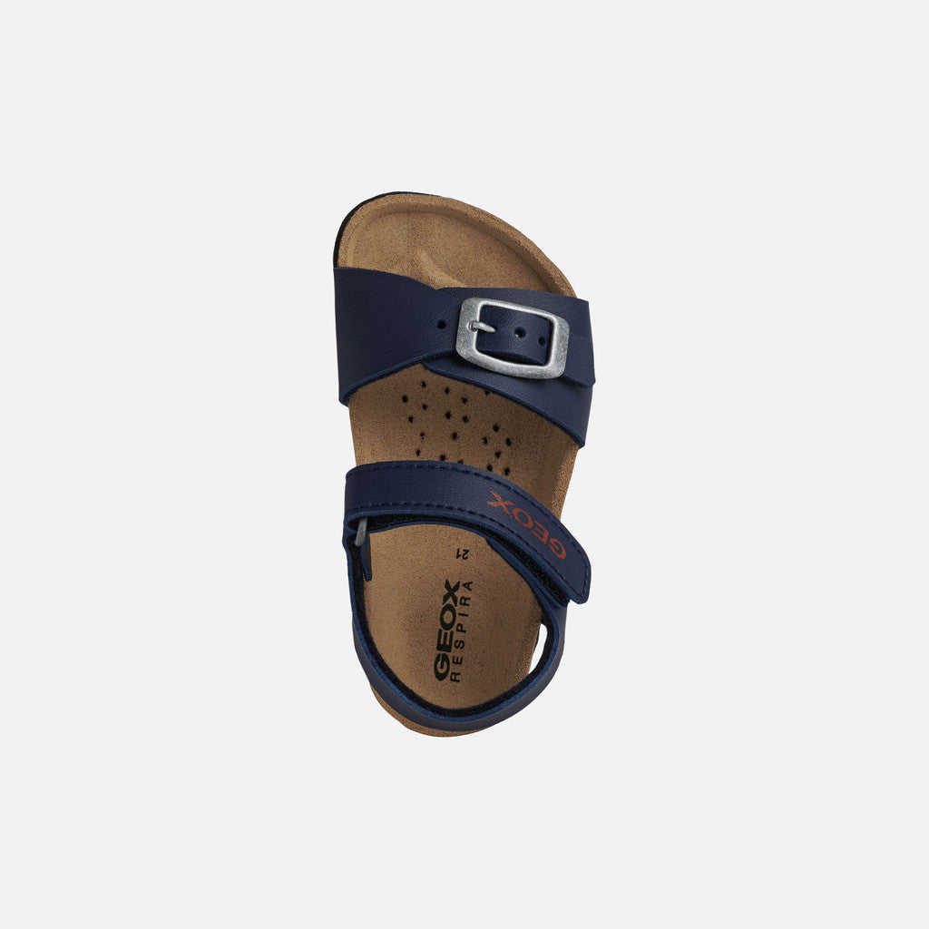 Geox Chalki Baby Boy's Navy Open Sandals - Breathable, Cushioned, Adjustable Fit