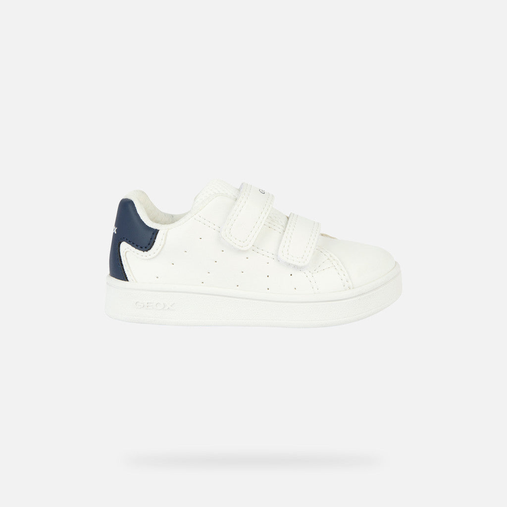 Geox Eclyper Baby Boys' White Navy Velcro Strap Breathable Sneakers