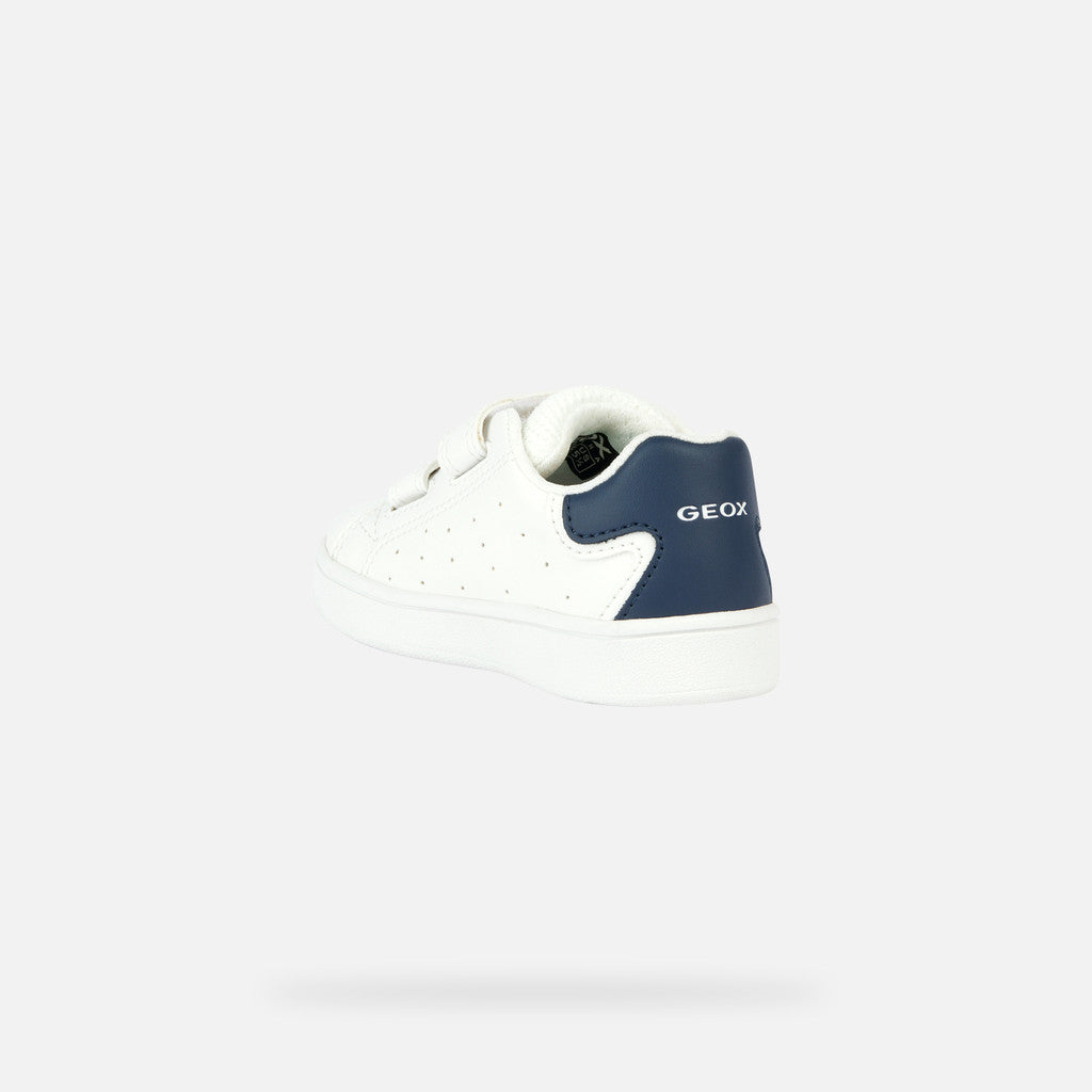 Geox Eclyper Baby Boys' White Navy Velcro Strap Breathable Sneakers