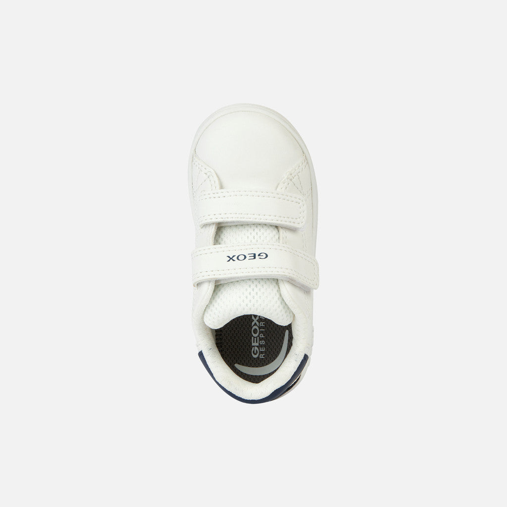 Geox Eclyper Baby Boys' White Navy Velcro Strap Breathable Sneakers