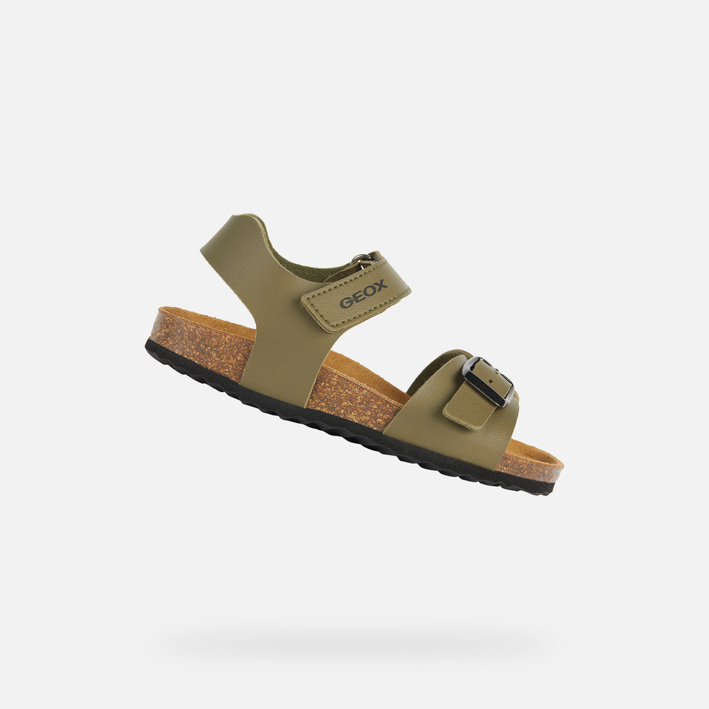 Geox boys' Breathable Green Eco-Leather Sandals J028LB