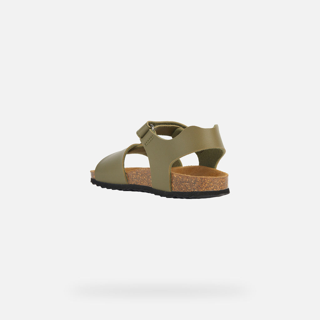 Geox boys' Breathable Green Eco-Leather Sandals J028LB