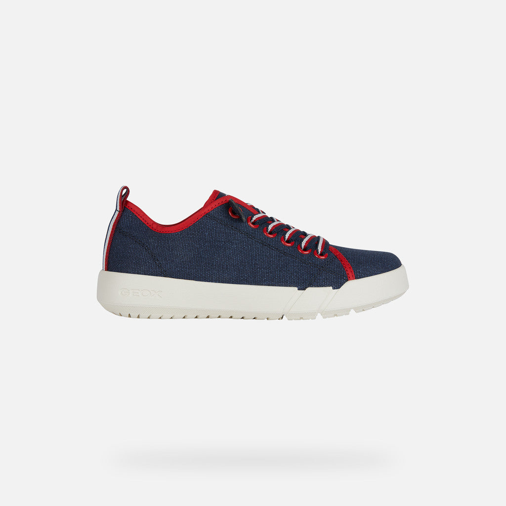 Geox Hyroo Junior Boy's Lightweight Breathable Slip-On Low Top Sneakers Navy Red