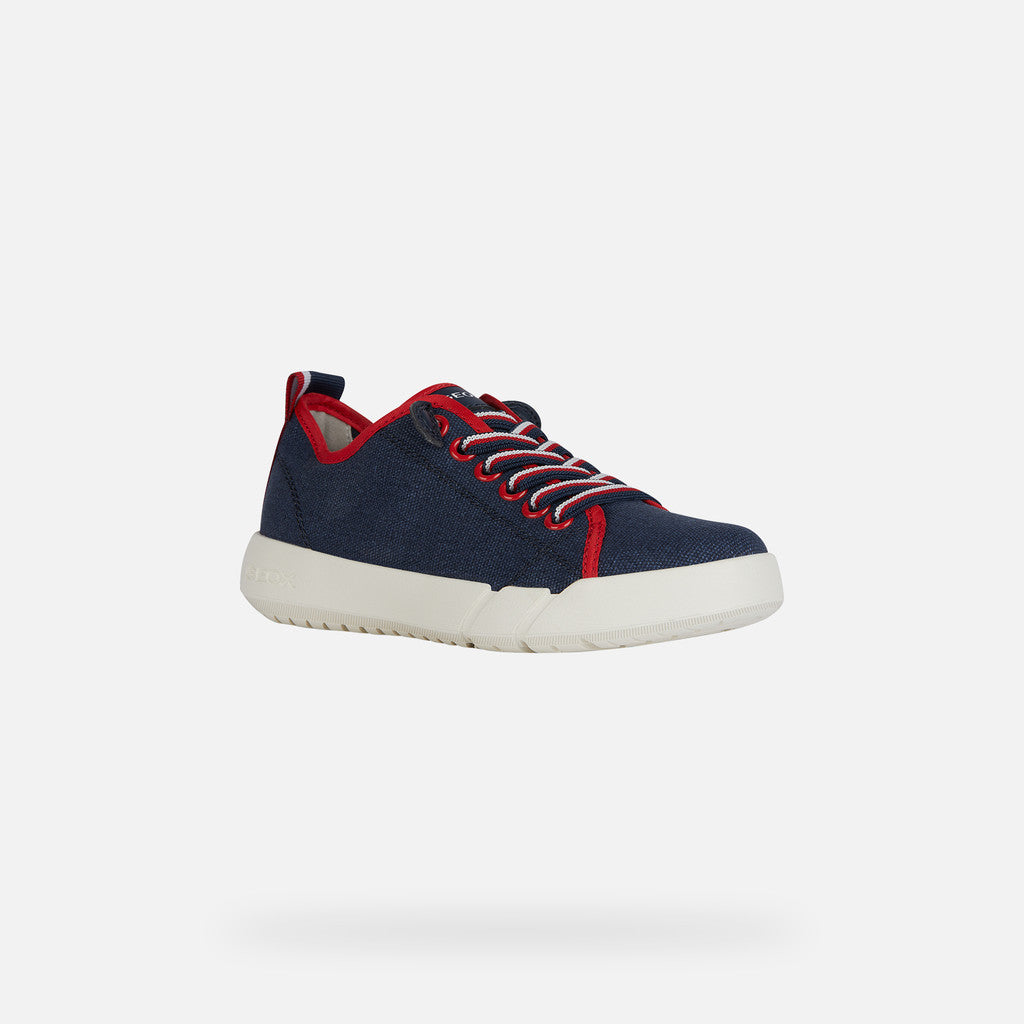 Geox Hyroo Junior Boy's Lightweight Breathable Slip-On Low Top Sneakers Navy Red