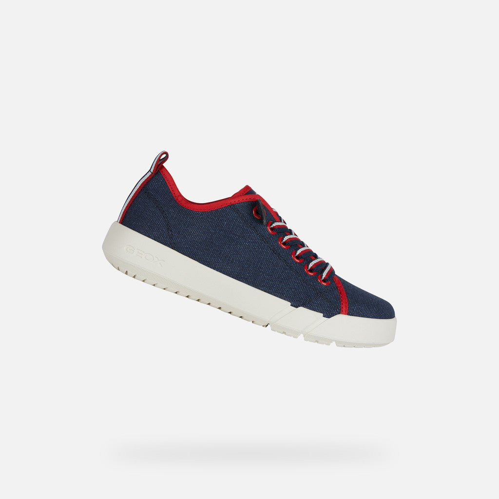 Geox Hyroo Junior Boy's Lightweight Breathable Slip-On Low Top Sneakers Navy Red