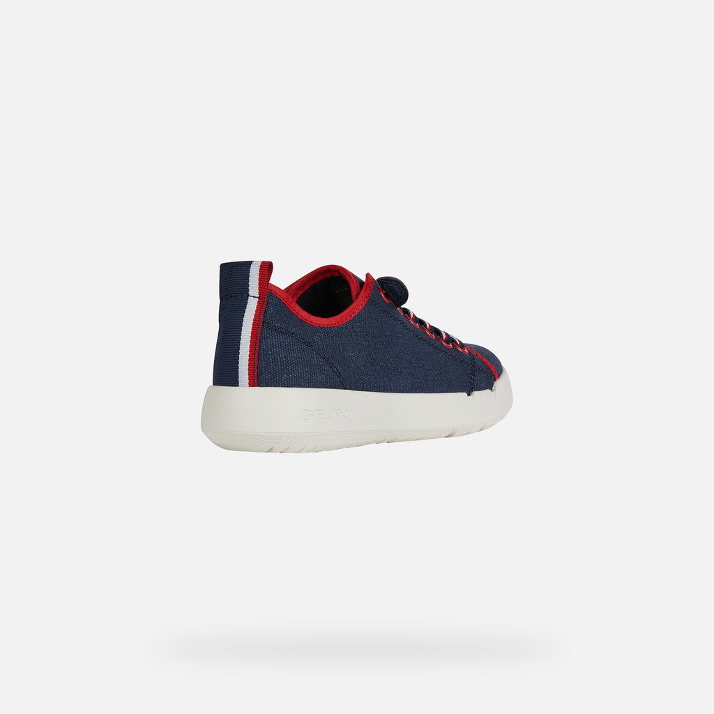 Geox Hyroo Junior Boy's Lightweight Breathable Slip-On Low Top Sneakers Navy Red