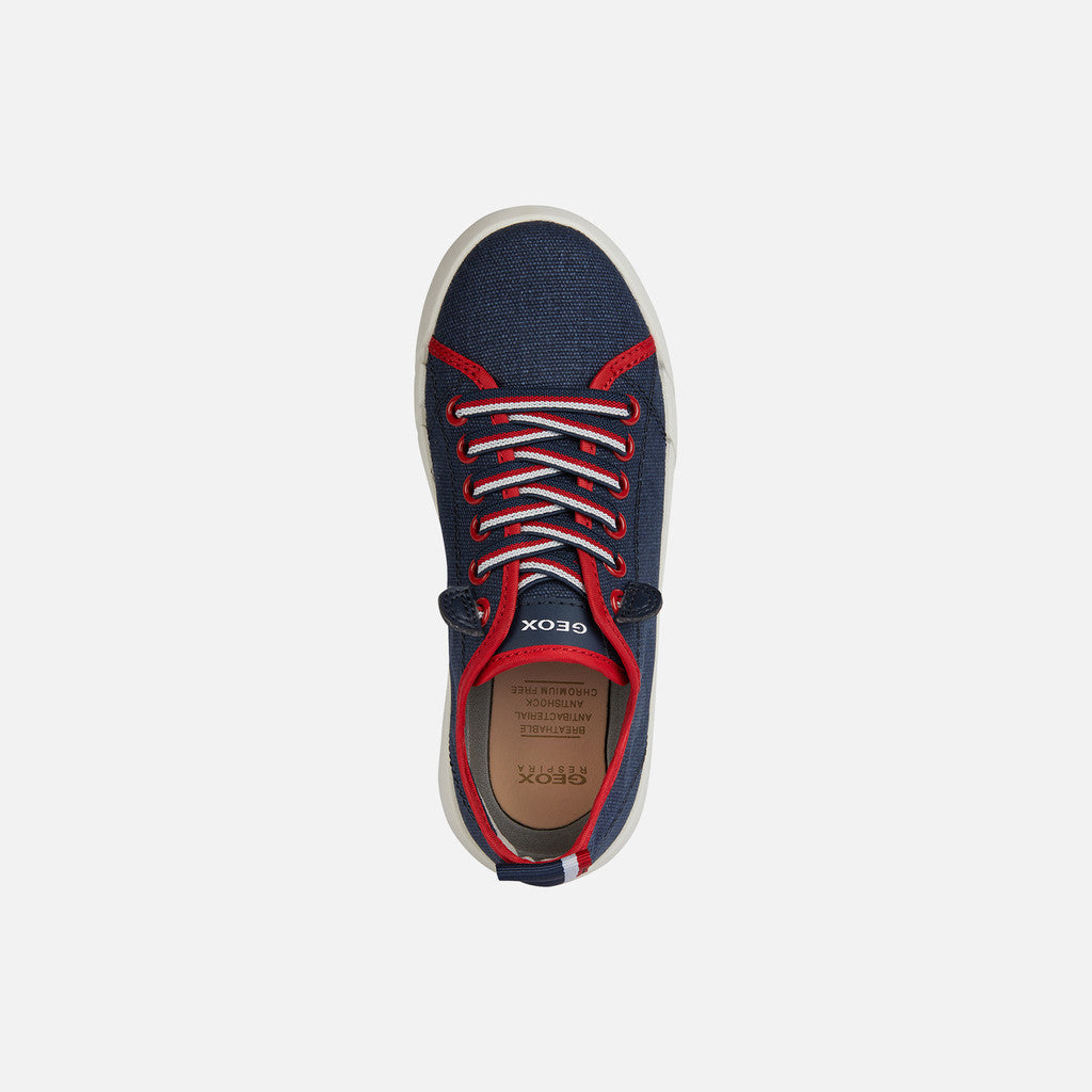 Geox Hyroo Junior Boy's Lightweight Breathable Slip-On Low Top Sneakers Navy Red