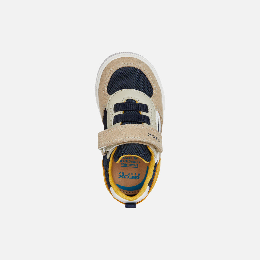 Geox Kilwi Toddler Boy's Taupe Navy Breathable Low Top Sneakers