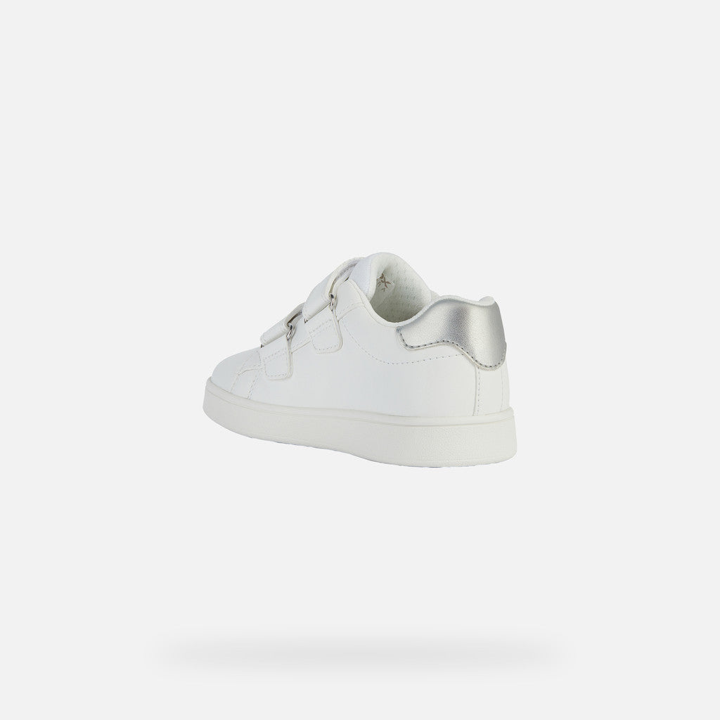 Geox Eclyper Girl's White/Silver Velcro Shoes - Stylish & Breathable Comfort