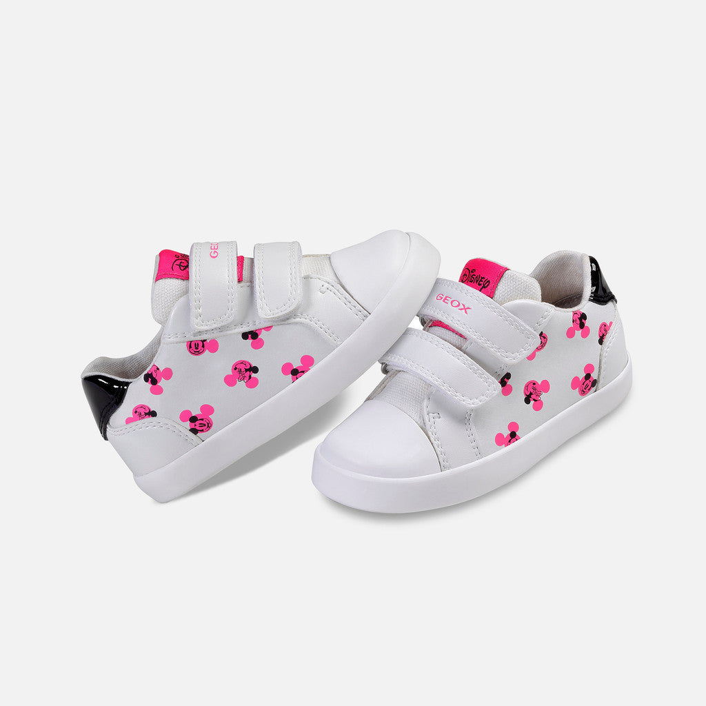 Geox KILWI Disney Minnie Mouse Baby Sneakers - White/Fuchsia Breathable Flexible