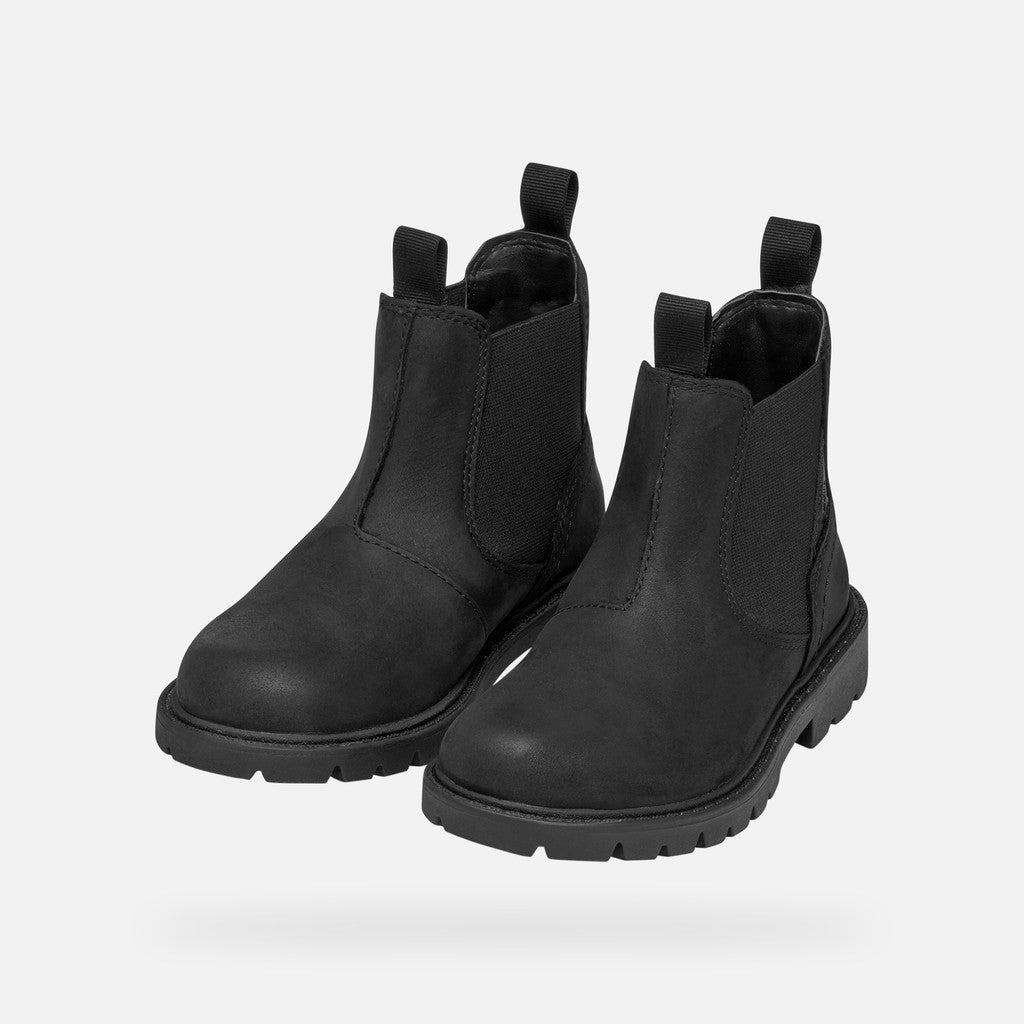 Shaylax Junior Black Chelsea Boots for Kids with Durable Lug Sole