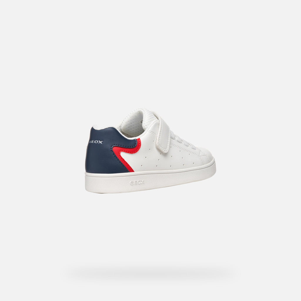 Geox Eclyper Junior White/Blue Low-Top Casual Sneaker for Boys with Easy Fastening