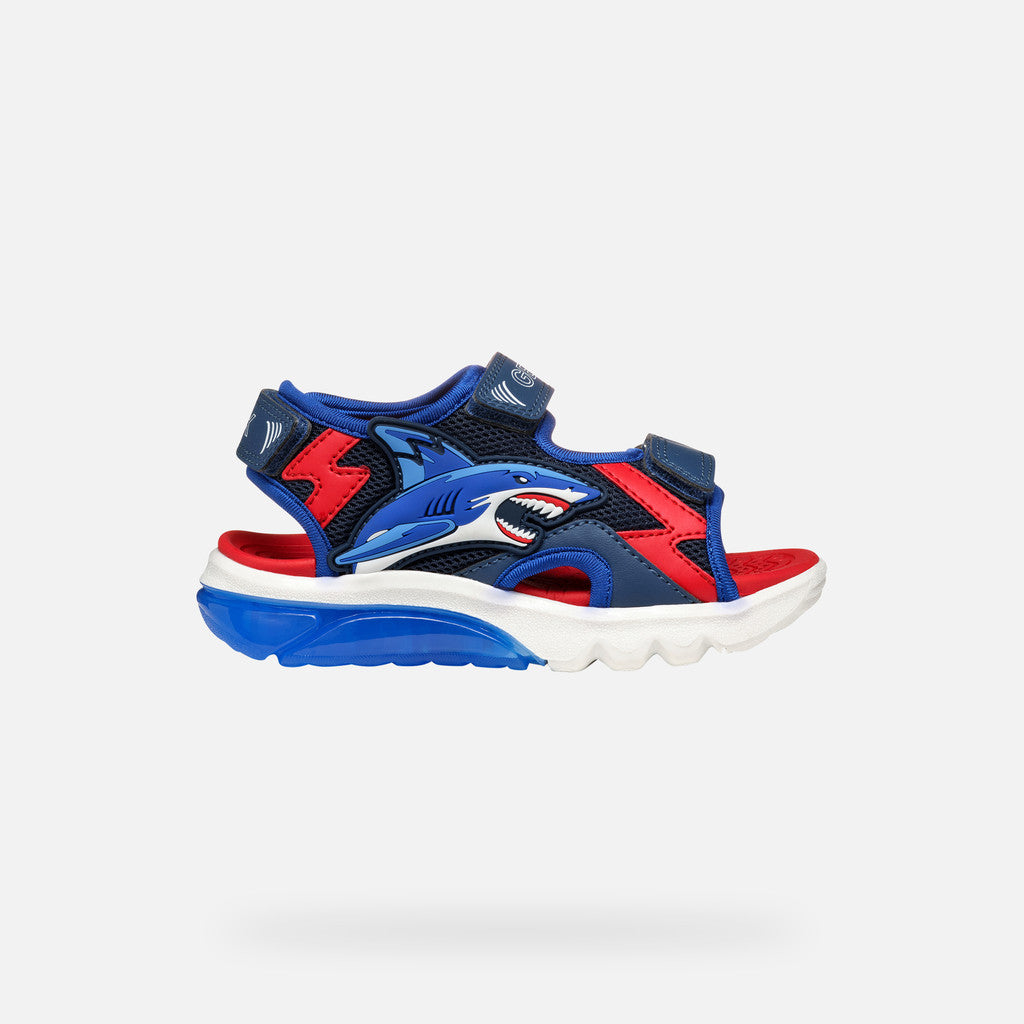 Geox Ciberdron Boy Navy/Red Light-Up Sport Sandals for Kids