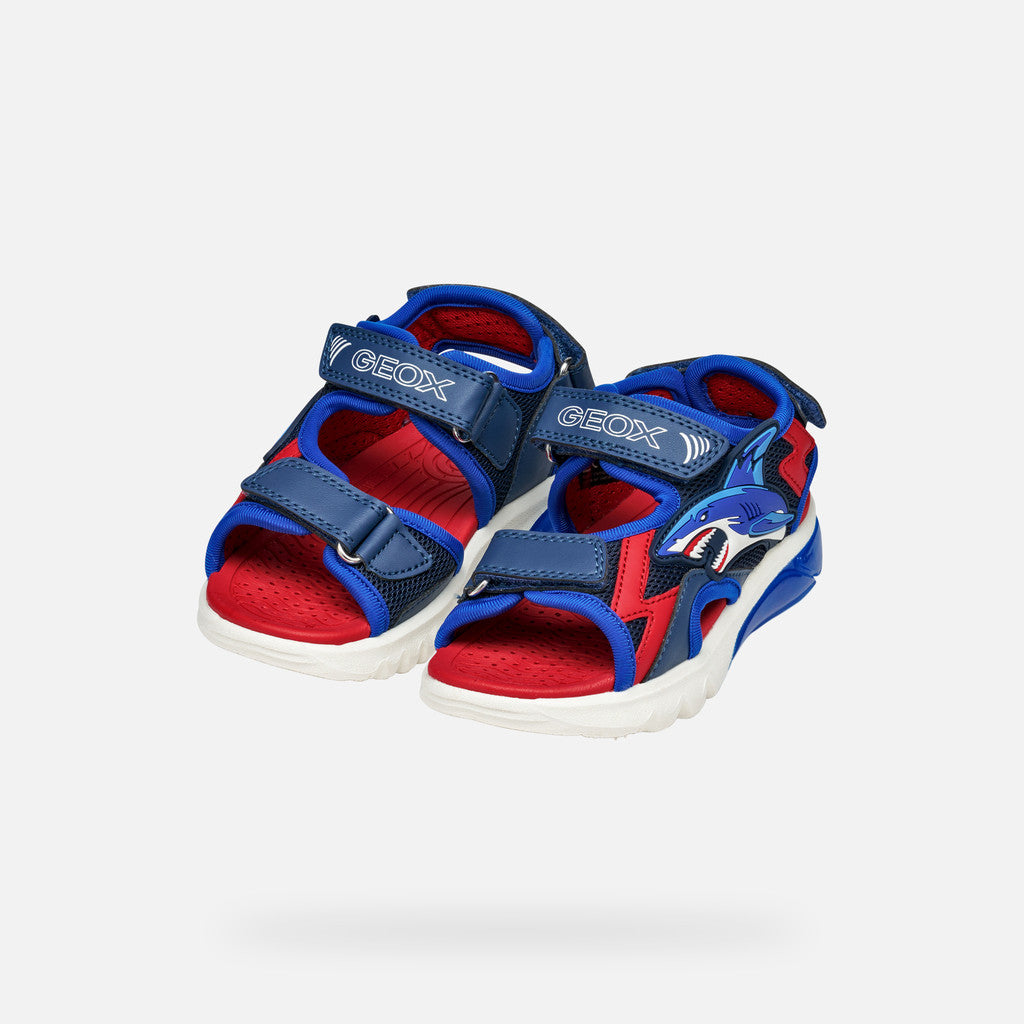 Geox Ciberdron Boy Navy/Red Light-Up Sport Sandals for Kids
