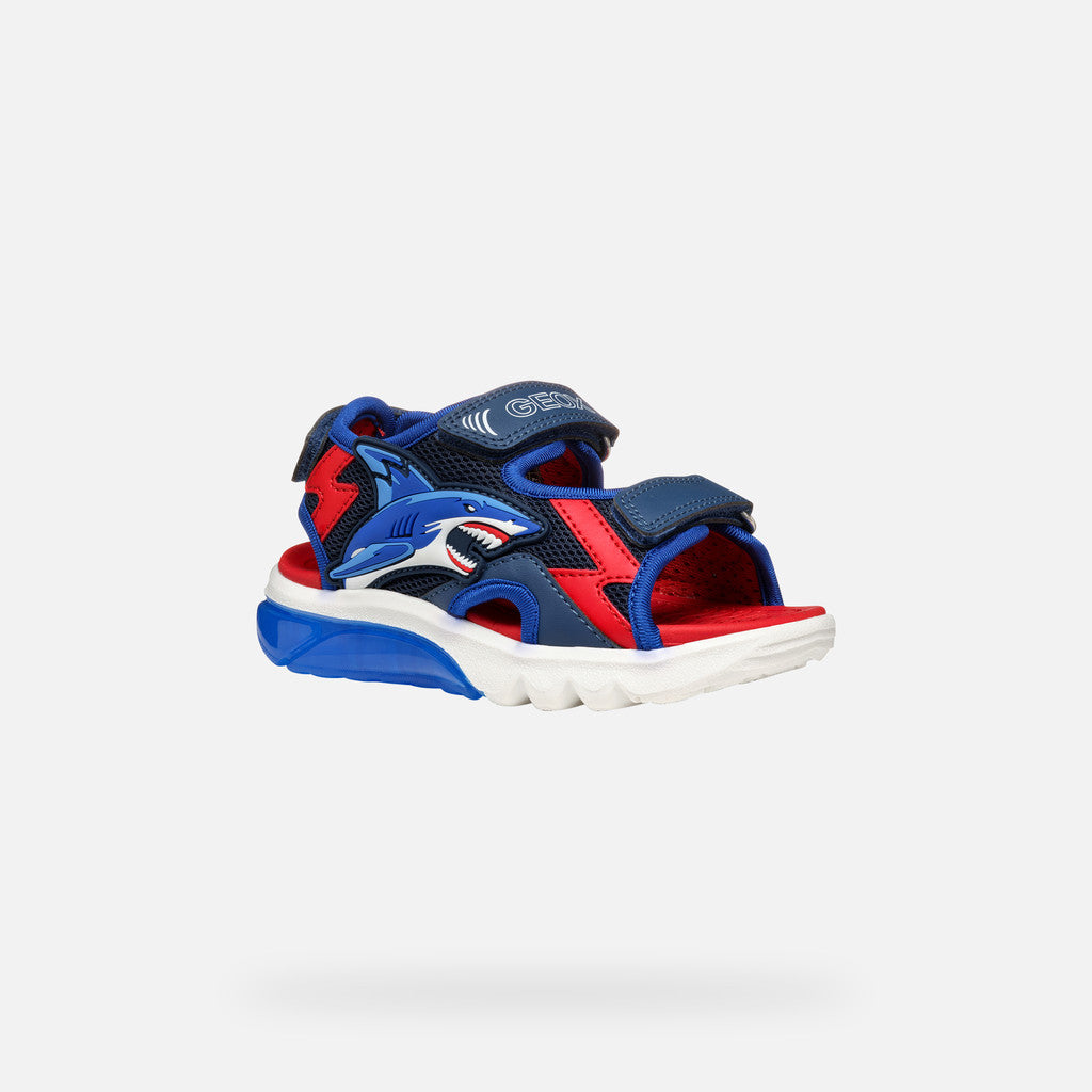 Geox Ciberdron Boy Navy/Red Light-Up Sport Sandals for Kids