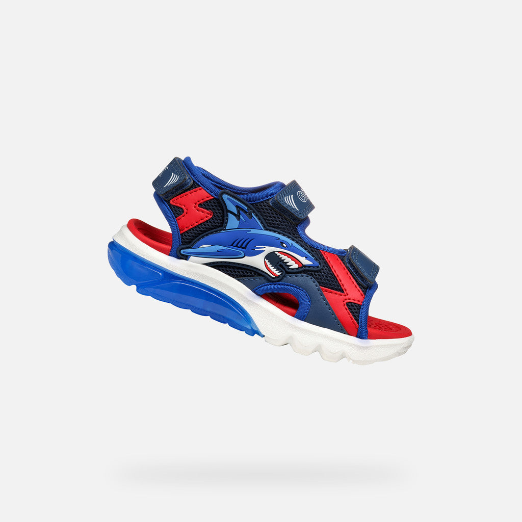 Geox Ciberdron Boy Navy/Red Light-Up Sport Sandals for Kids