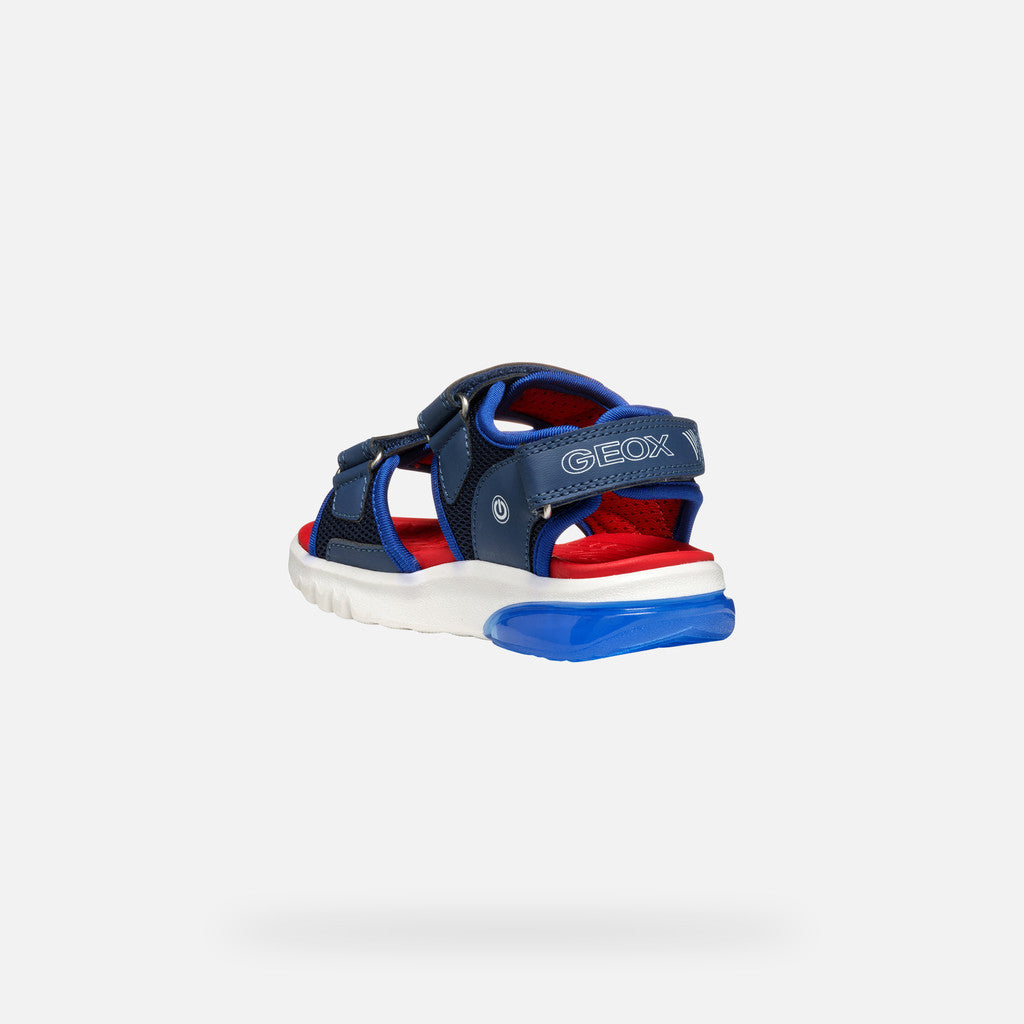 Geox Ciberdron Boy Navy/Red Light-Up Sport Sandals for Kids