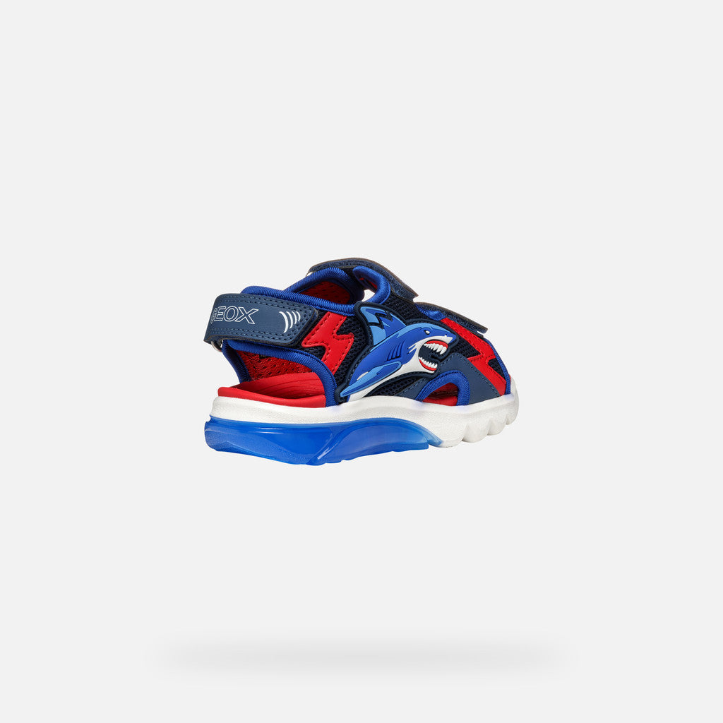 Geox Ciberdron Boy Navy/Red Light-Up Sport Sandals for Kids