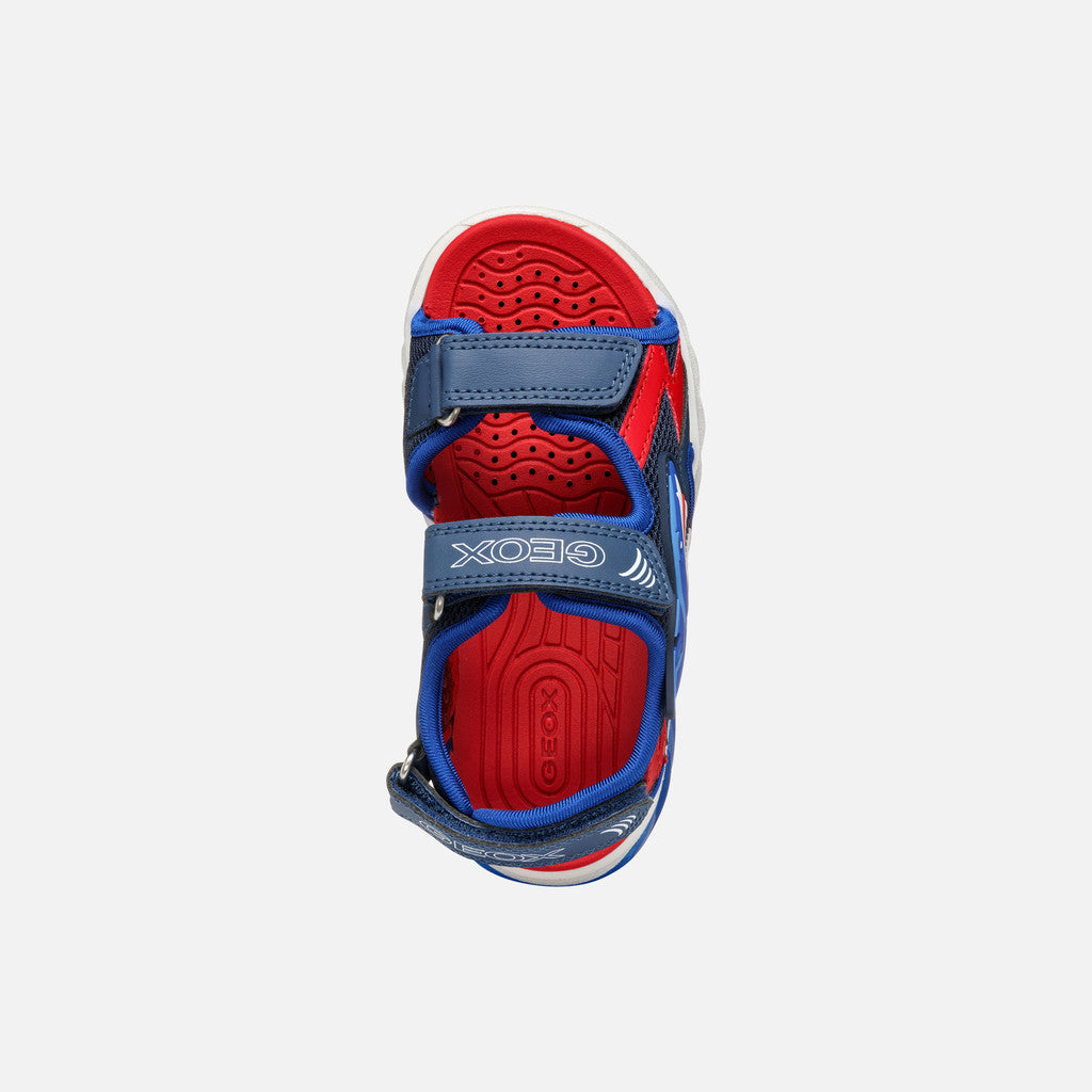 Geox Ciberdron Boy Navy/Red Light-Up Sport Sandals for Kids