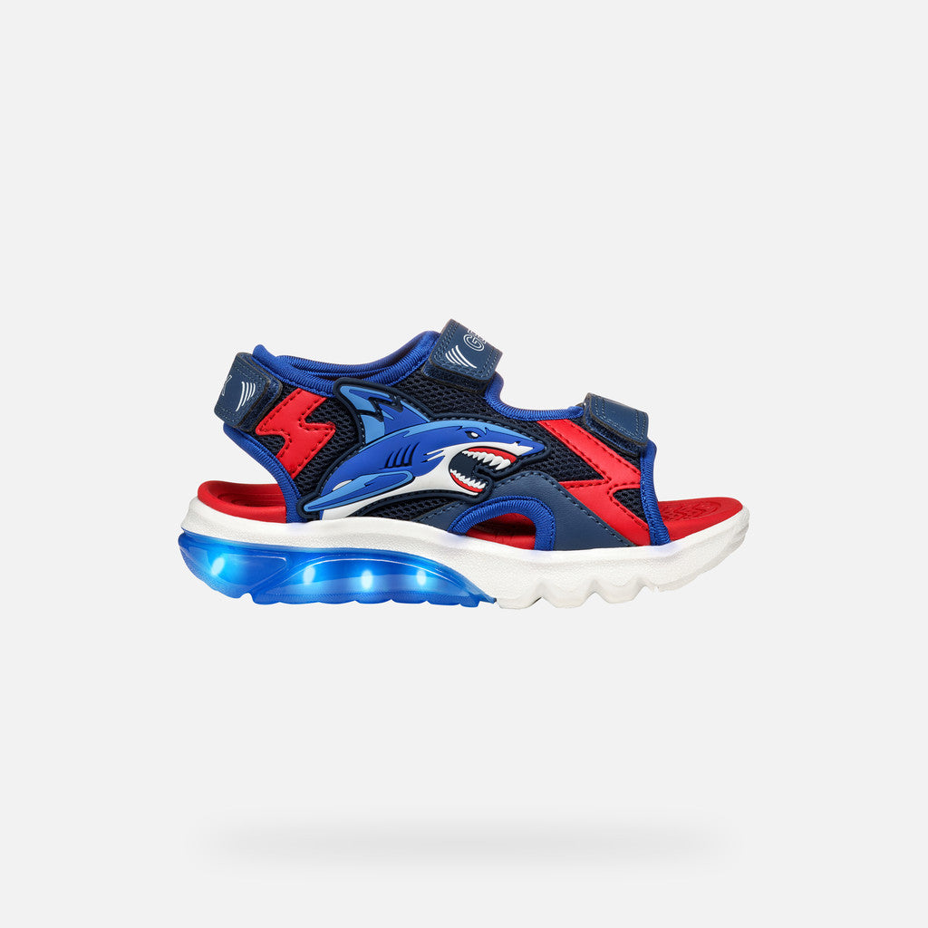 Geox Ciberdron Boy Navy/Red Light-Up Sport Sandals for Kids