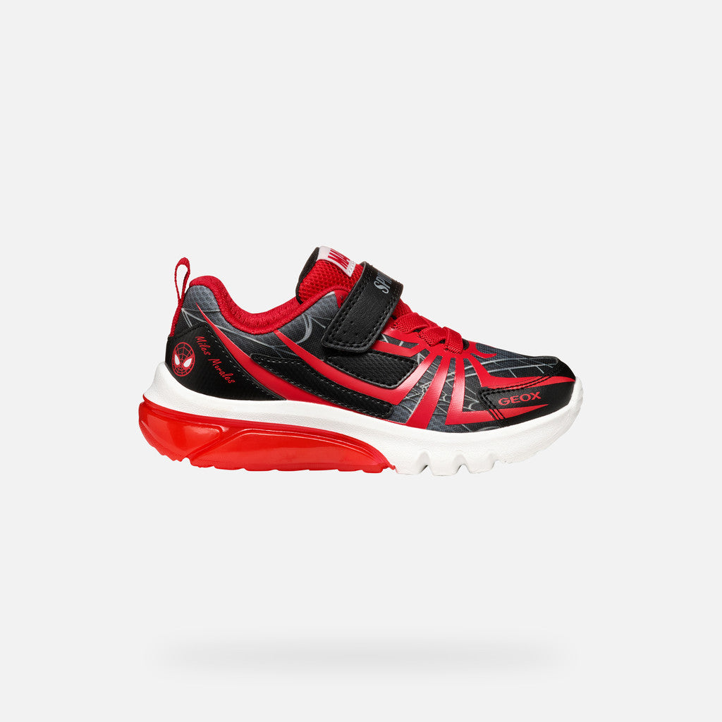 Geox Spider-Man Ciberdron Junior Boys' Black/Red Light-Up Sneakers