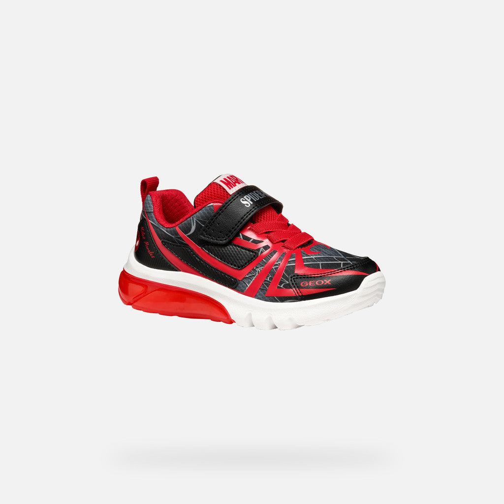 Geox Spider-Man Ciberdron Junior Boys' Black/Red Light-Up Sneakers