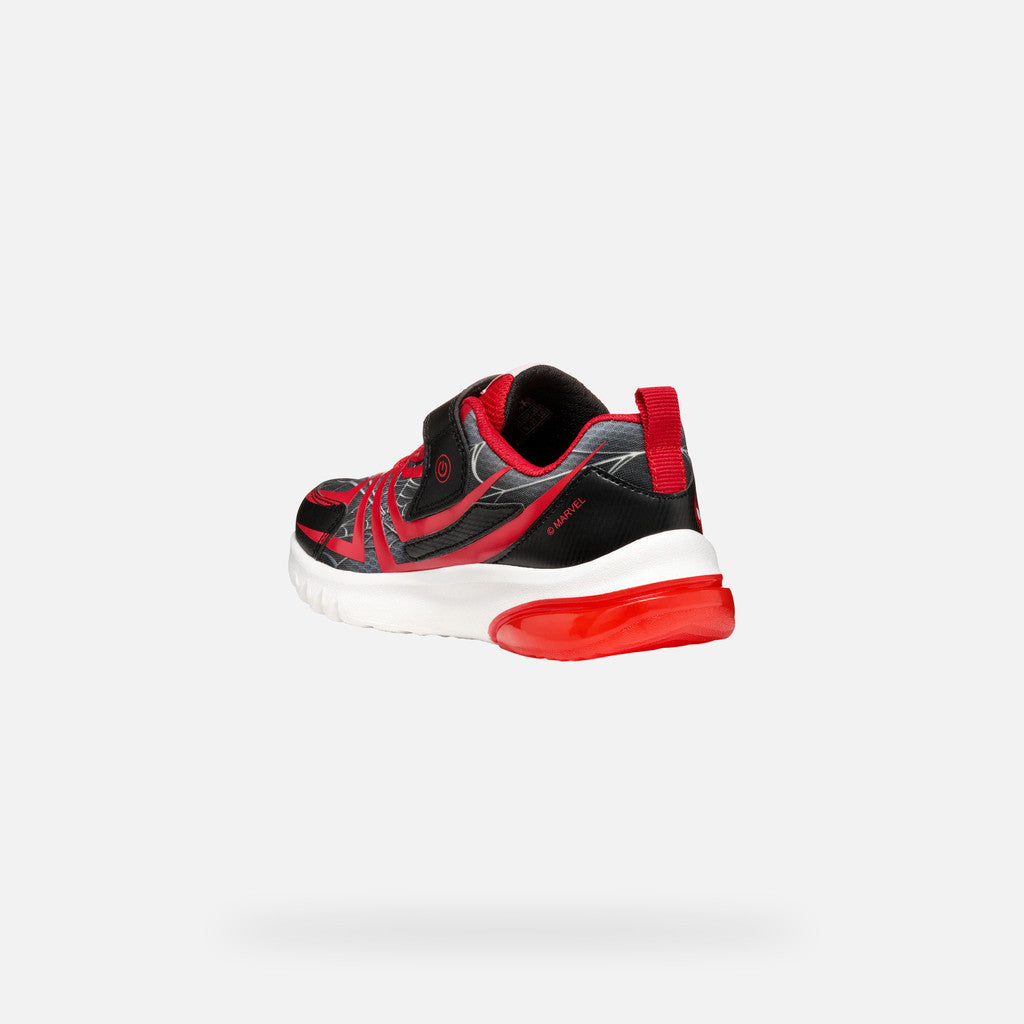 Geox Spider-Man Ciberdron Junior Boys' Black/Red Light-Up Sneakers