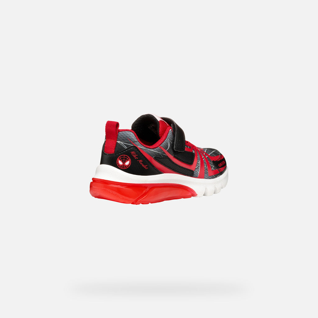 Geox Spider-Man Ciberdron Junior Boys' Black/Red Light-Up Sneakers