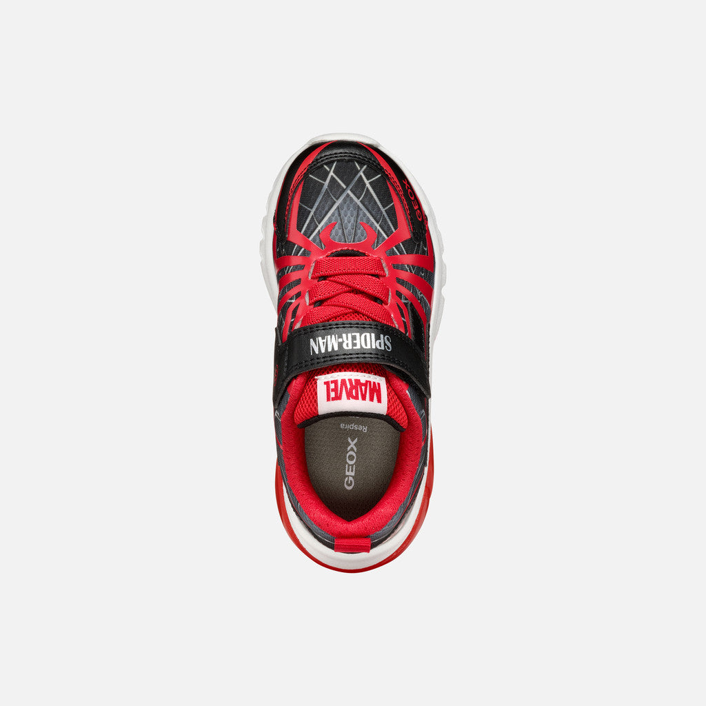 Geox Spider-Man Ciberdron Junior Boys' Black/Red Light-Up Sneakers