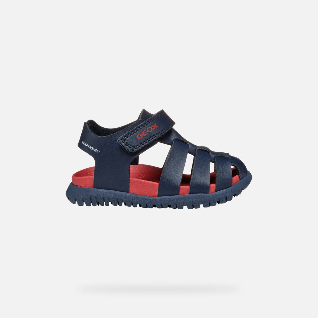 Geox FUSBETTO BABY Navy Blue Closed-Toe Sandals for Boys with Riptape Fastening