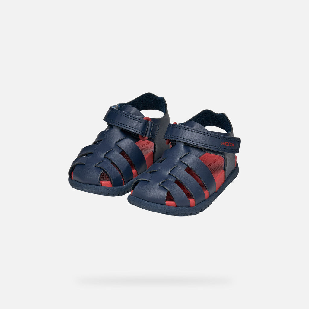 Geox FUSBETTO BABY Navy Blue Closed-Toe Sandals for Boys with Riptape Fastening