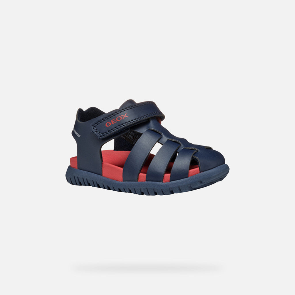 Geox FUSBETTO BABY Navy Blue Closed-Toe Sandals for Boys with Riptape Fastening