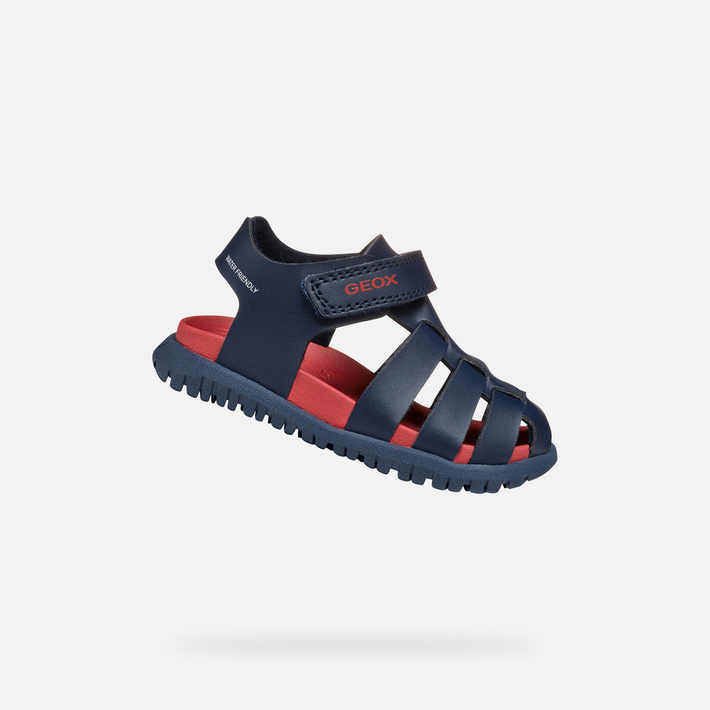 Geox FUSBETTO BABY Navy Blue Closed-Toe Sandals for Boys with Riptape Fastening
