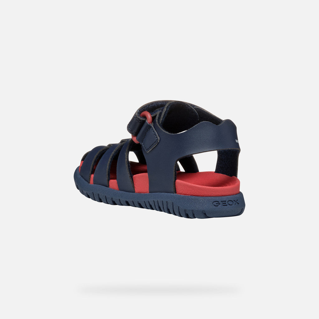 Geox FUSBETTO BABY Navy Blue Closed-Toe Sandals for Boys with Riptape Fastening