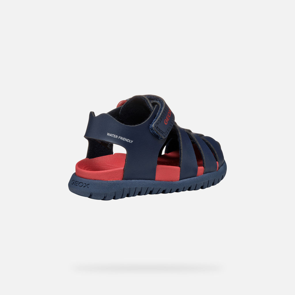 Geox FUSBETTO BABY Navy Blue Closed-Toe Sandals for Boys with Riptape Fastening