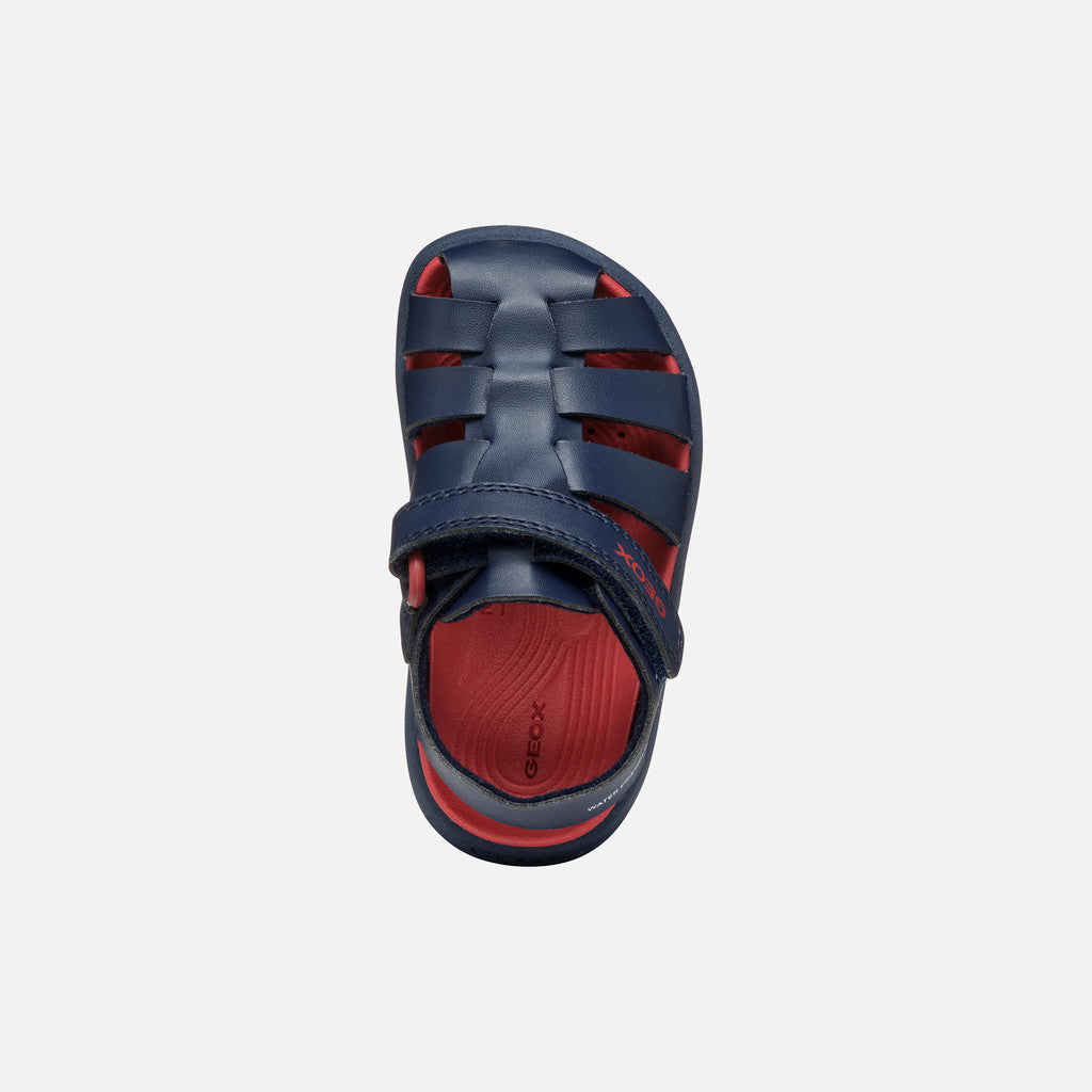 Geox FUSBETTO BABY Navy Blue Closed-Toe Sandals for Boys with Riptape Fastening