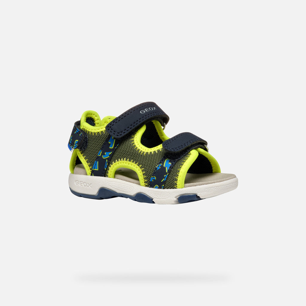 Geox Multy Toddler Boy Strappy Sandals - Pistachio Navy, Water-Resistant, Breathable