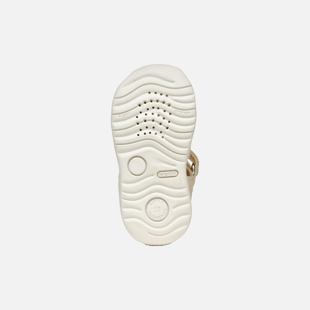 Geox Macchia Baby Girl First-Steps Closed Toe Sandals in Light Ivory/Yellow