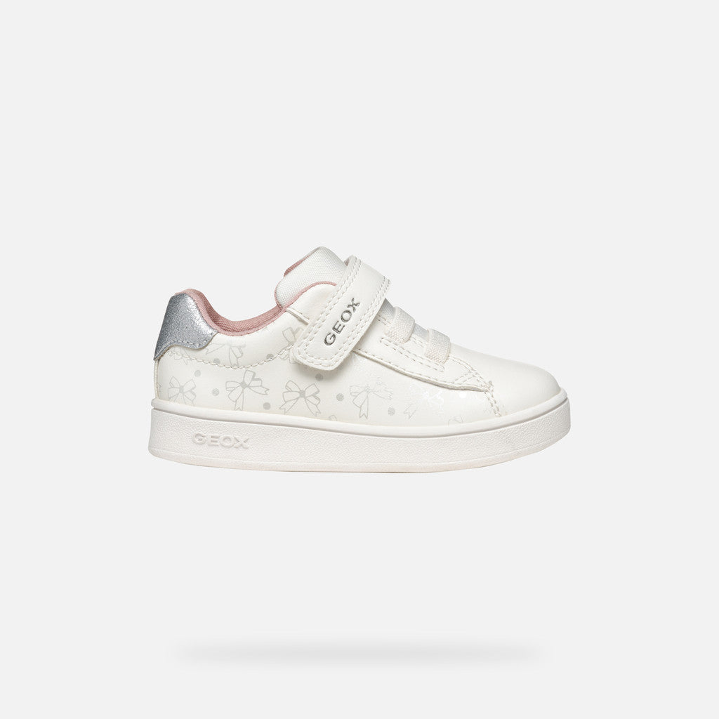 Toddler Girl's Eclyper Low-Top Sneakers: Optic White & Silver, Adjustable & Breathable