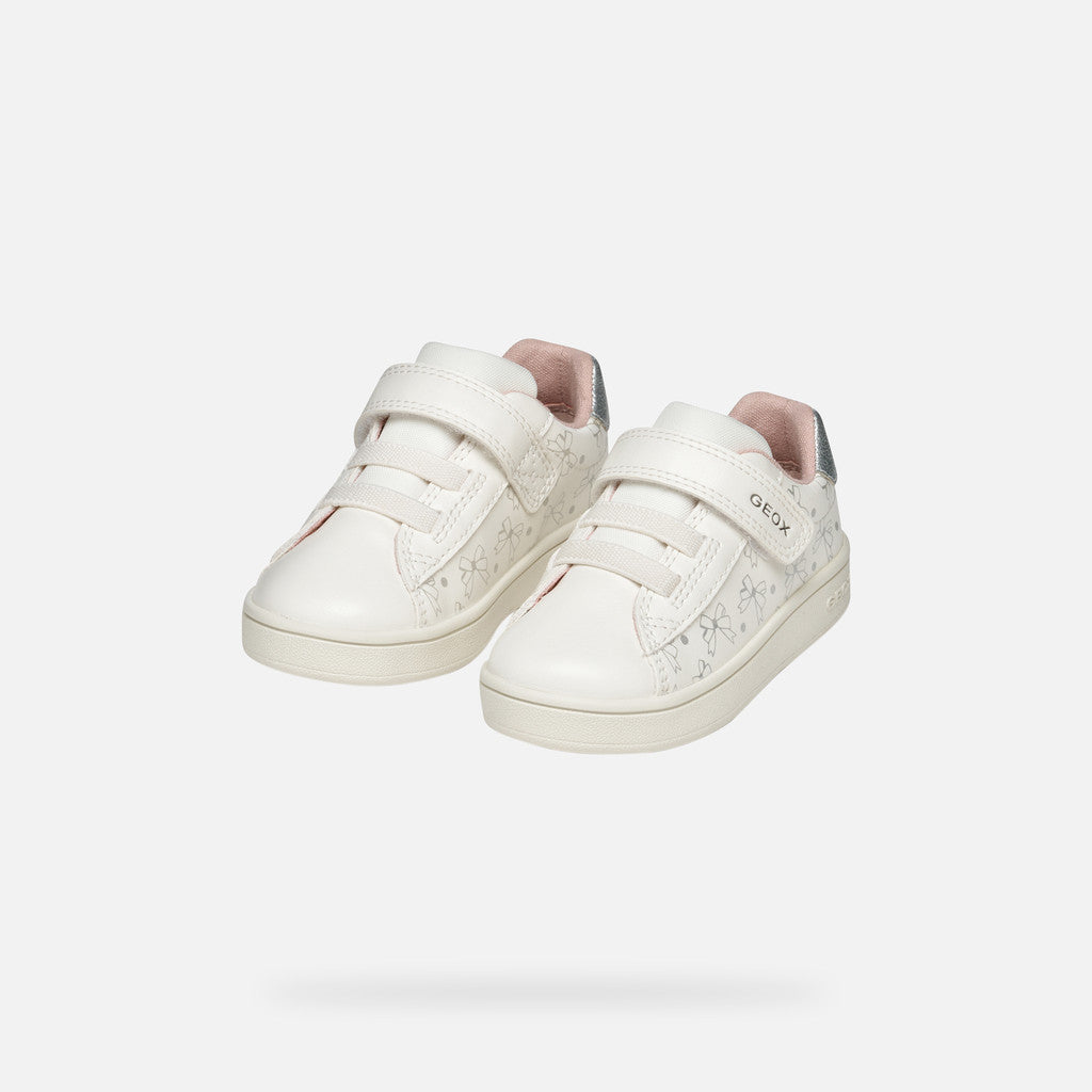Toddler Girl's Eclyper Low-Top Sneakers: Optic White & Silver, Adjustable & Breathable