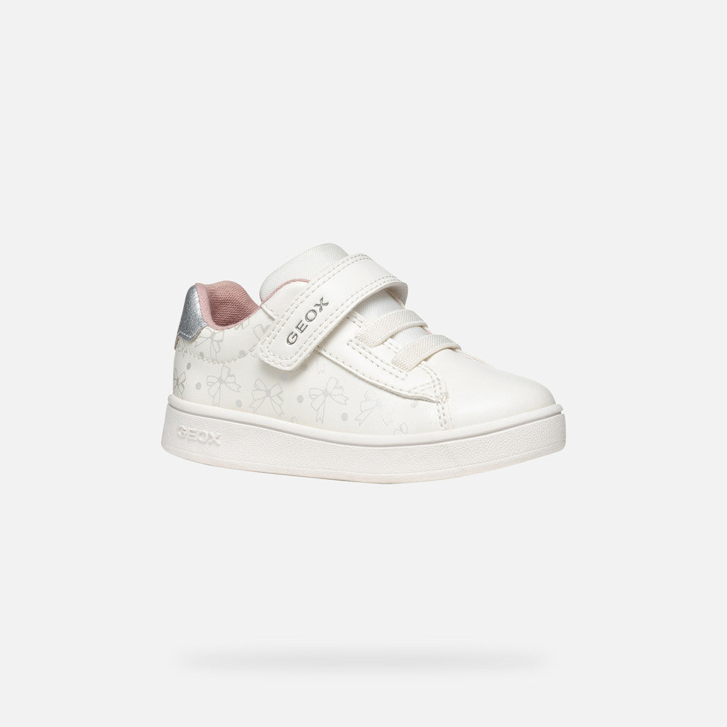 Toddler Girl's Eclyper Low-Top Sneakers: Optic White & Silver, Adjustable & Breathable