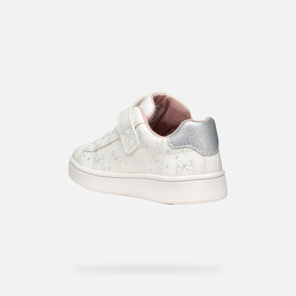 Toddler Girl's Eclyper Low-Top Sneakers: Optic White & Silver, Adjustable & Breathable