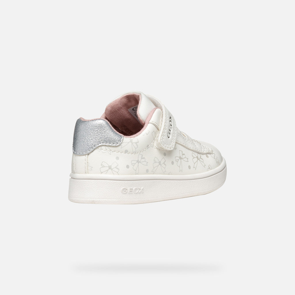 Toddler Girl's Eclyper Low-Top Sneakers: Optic White & Silver, Adjustable & Breathable