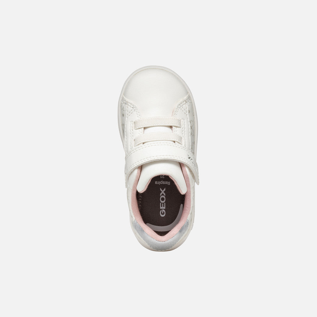 Toddler Girl's Eclyper Low-Top Sneakers: Optic White & Silver, Adjustable & Breathable