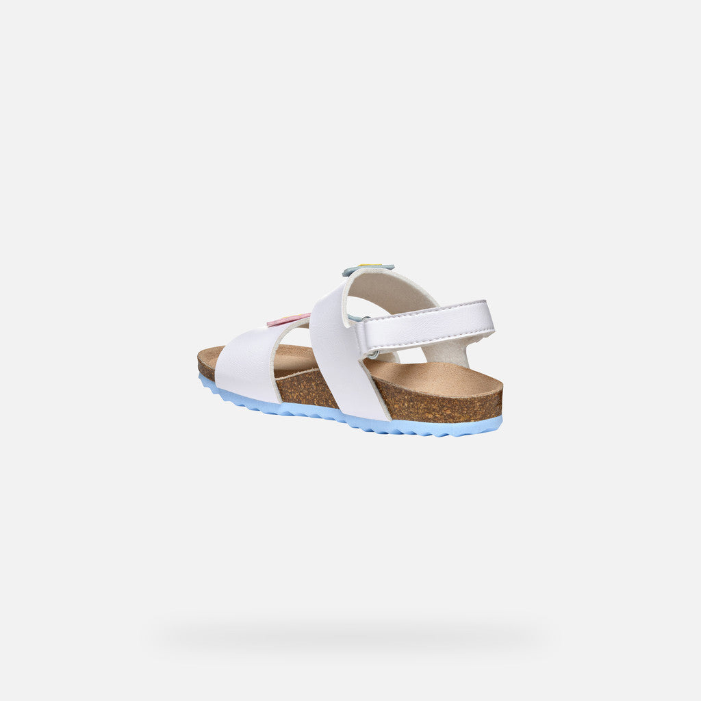 Girls' Adriel White/Crystal Open Sandals: Lightweight, Breathable, with Floral Accents