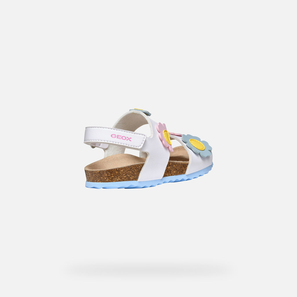 Girls' Adriel White/Crystal Open Sandals: Lightweight, Breathable, with Floral Accents