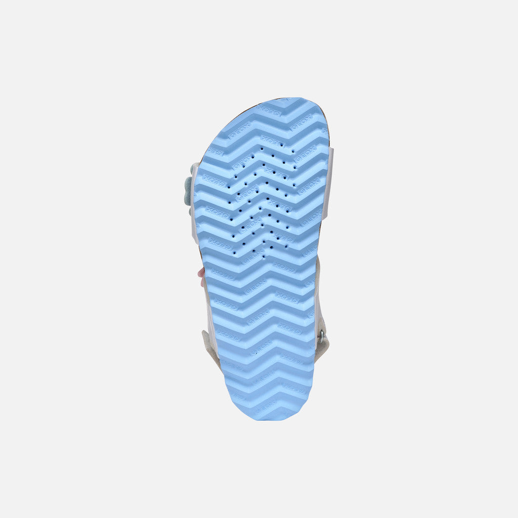 Girls' Adriel White/Crystal Open Sandals: Lightweight, Breathable, with Floral Accents